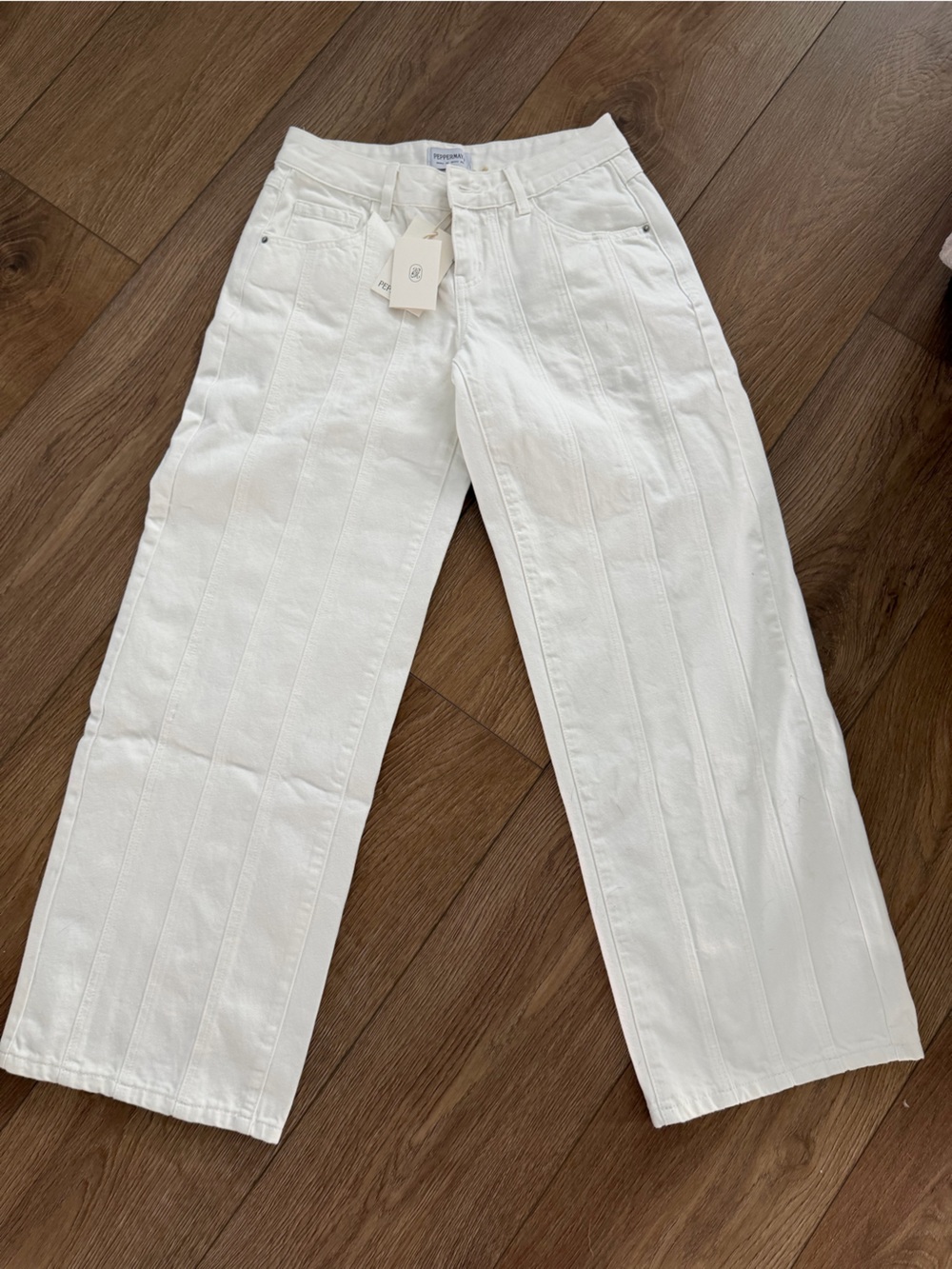 Pepper Mayo size 2 white low rise barrel denim jeans NWT